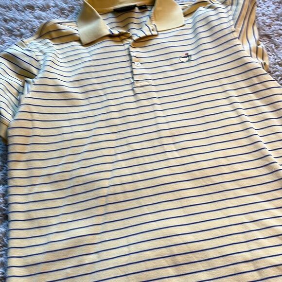Masters Collection Mens Golf Polo Shirt Large Yellow Striped Mercerized Cotton L - Picture 15 of 15